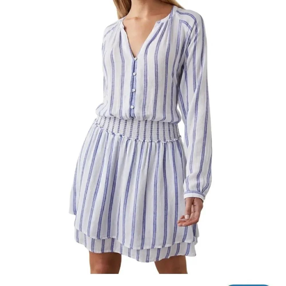 Rails Jasmine Rhone Stripe Linen Mini Dress Size Medium